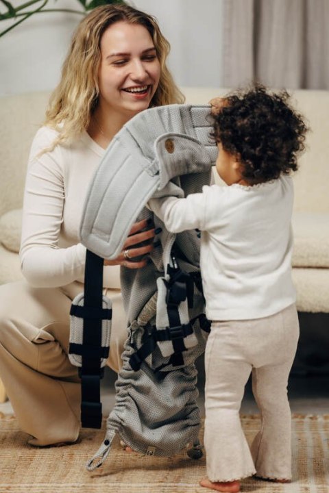 Nosidełko LennyPreschool, splot jodełkowy, 100% bawełna, rozmiar preschool - MAŁA JODEŁKA SZARA