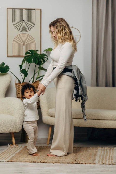 Nosidełko LennyPreschool, splot jodełkowy, 100% bawełna, rozmiar preschool - MAŁA JODEŁKA SZARA