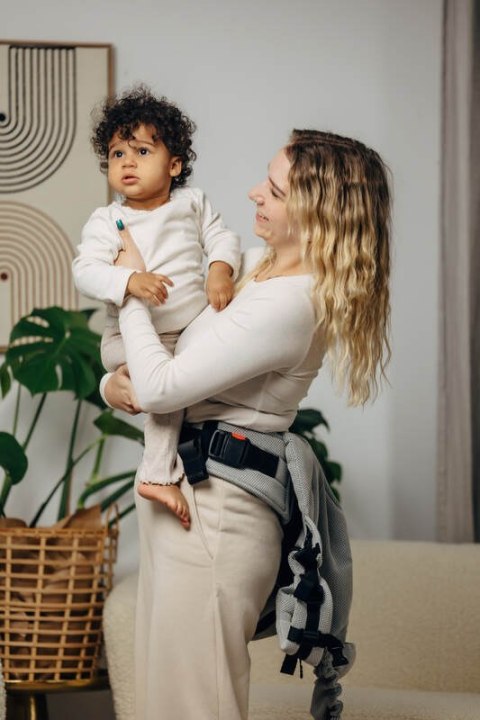 Nosidełko LennyPreschool, splot jodełkowy, 100% bawełna, rozmiar preschool - MAŁA JODEŁKA SZARA