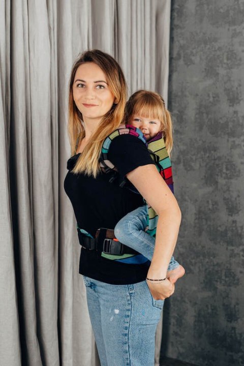 Nosidełko LennyPreschool z tkaniny skośno-krzyżowej 100% bawełna, rozmiar preschool - KARUZELA BARW