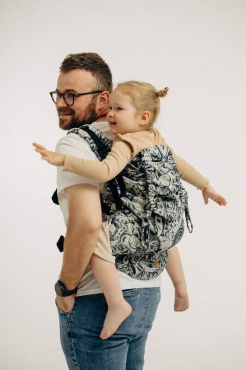 Nosidełko LennyPreschool z tkaniny żakardowej 100% bawełna, rozmiar preschool - CLOCKWORK - FIX IT