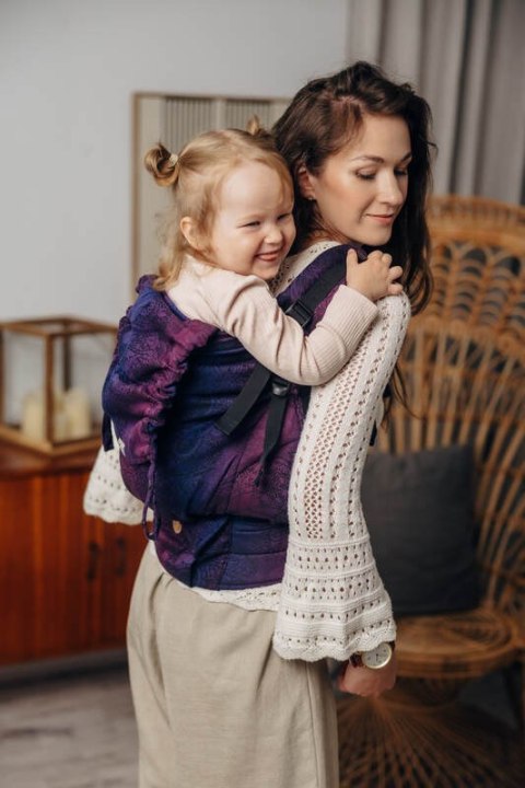 Nosidełko LennyPreschool z tkaniny żakardowej 100% bawełna, rozmiar preschool - DZIKIE WINO - BOUQUET