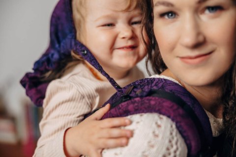 Nosidełko LennyPreschool z tkaniny żakardowej 100% bawełna, rozmiar preschool - DZIKIE WINO - BOUQUET