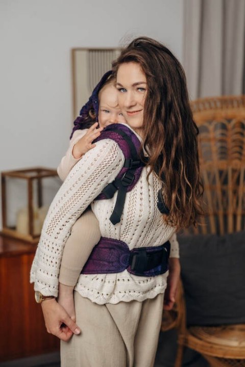 Nosidełko LennyPreschool z tkaniny żakardowej 100% bawełna, rozmiar preschool - DZIKIE WINO - BOUQUET