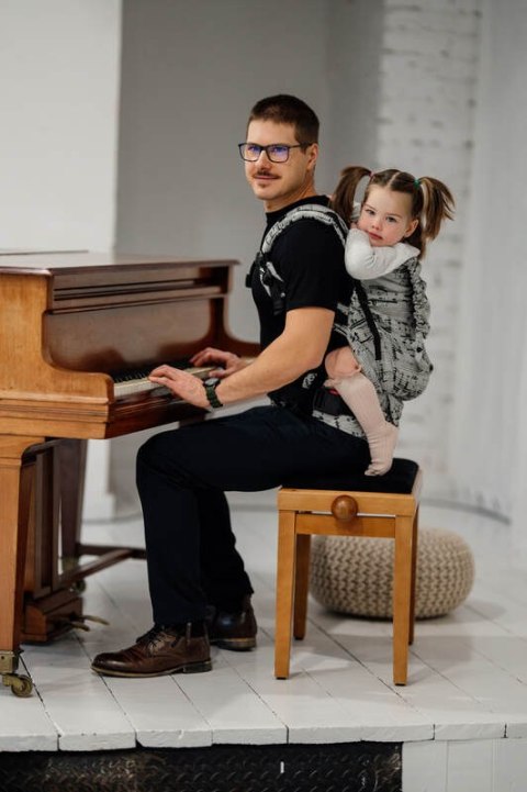 Nosidełko LennyPreschool z tkaniny żakardowej 100% bawełna, rozmiar preschool - MELODY - POLONAISE