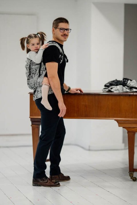 Nosidełko LennyPreschool z tkaniny żakardowej 100% bawełna, rozmiar preschool - MELODY - POLONAISE