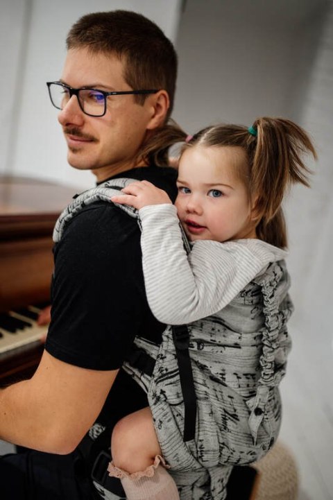 Nosidełko LennyPreschool z tkaniny żakardowej 100% bawełna, rozmiar preschool - MELODY - POLONAISE