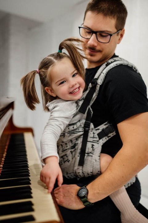 Nosidełko LennyPreschool z tkaniny żakardowej 100% bawełna, rozmiar preschool - MELODY - POLONAISE