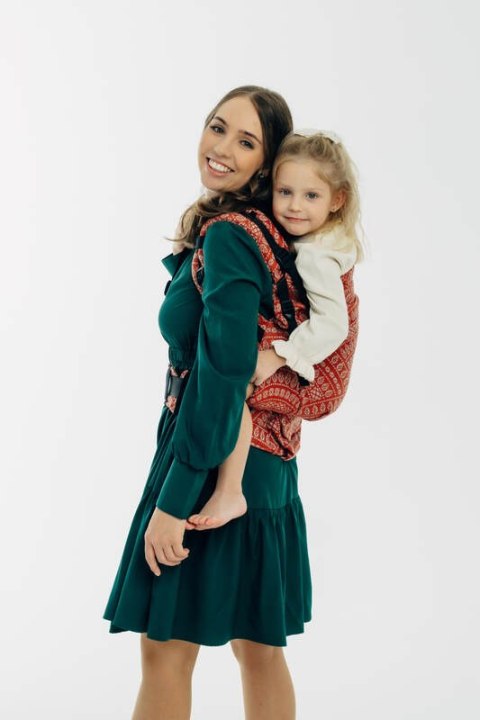 Nosidełko LennyPreschool z tkaniny żakardowej 100% bawełna, rozmiar preschool - PAWI OGON - HOLIDAY