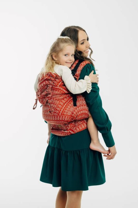 Nosidełko LennyPreschool z tkaniny żakardowej 100% bawełna, rozmiar preschool - PAWI OGON - HOLIDAY