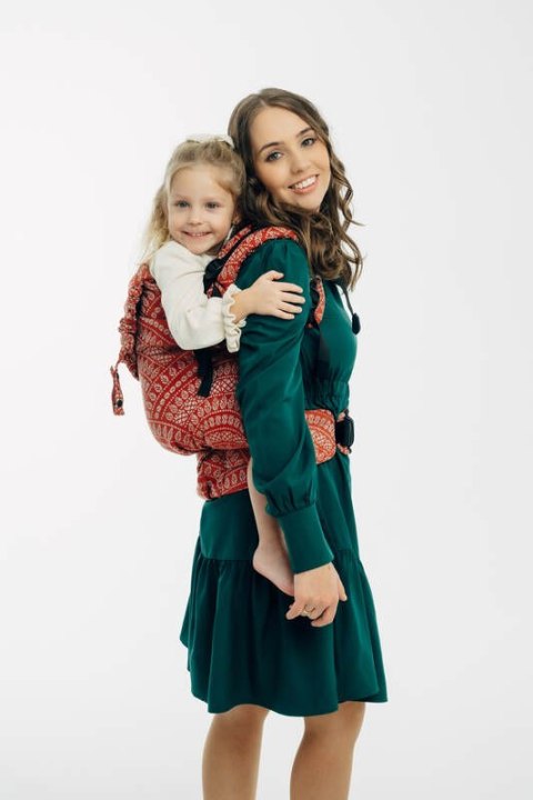 Nosidełko LennyPreschool z tkaniny żakardowej 100% bawełna, rozmiar preschool - PAWI OGON - HOLIDAY