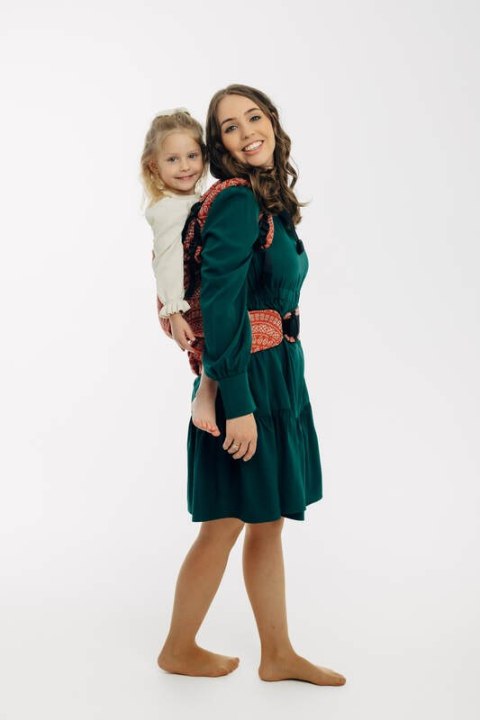 Nosidełko LennyPreschool z tkaniny żakardowej 100% bawełna, rozmiar preschool - PAWI OGON - HOLIDAY