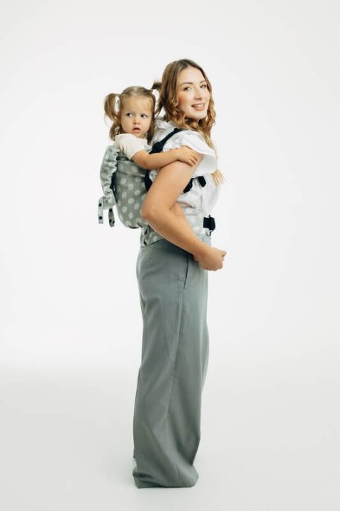 Nosidełko LennyPreschool z tkaniny żakardowej 100% bawełna, rozmiar preschool - POLKA DOTS - PLOP