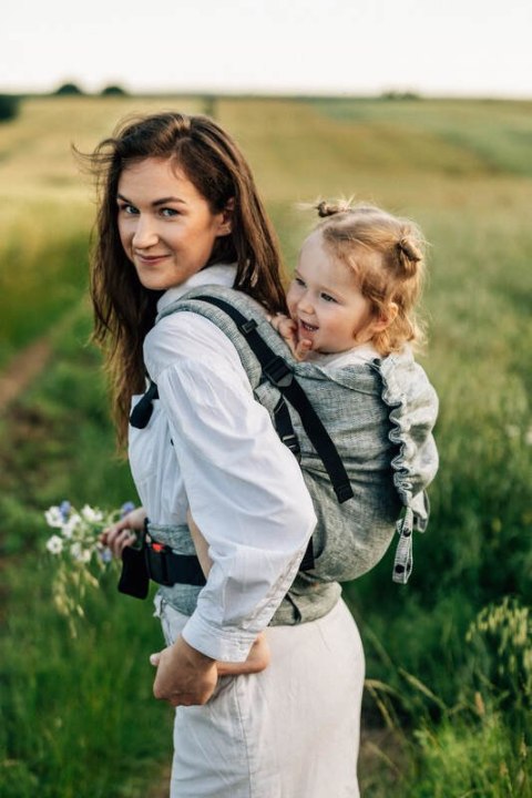 Nosidełko LennyPreschool z tkaniny żakardowej 100% len, rozmiar preschool - ARROW - WAVE