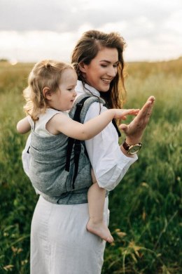 Nosidełko LennyPreschool z tkaniny żakardowej 100% len, rozmiar preschool - ARROW - WAVE