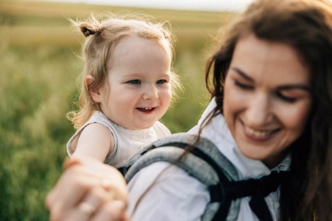 Nosidełko LennyPreschool z tkaniny żakardowej 100% len, rozmiar preschool - ARROW - WAVE