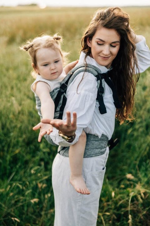 Nosidełko LennyPreschool z tkaniny żakardowej 100% len, rozmiar preschool - ARROW - WAVE