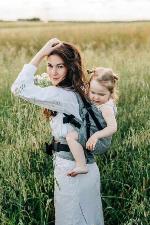 Nosidełko LennyPreschool z tkaniny żakardowej 100% len, rozmiar preschool - ARROW - WAVE