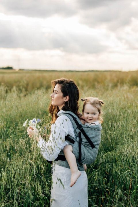 Nosidełko LennyPreschool z tkaniny żakardowej 100% len, rozmiar preschool - ARROW - WAVE