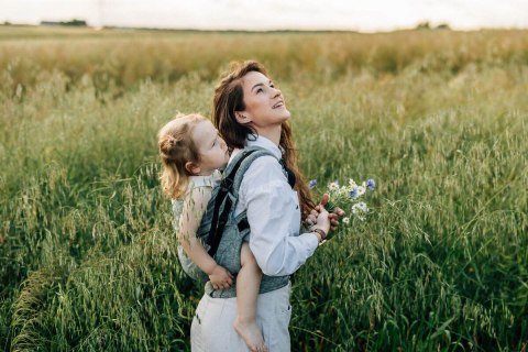 Nosidełko LennyPreschool z tkaniny żakardowej 100% len, rozmiar preschool - ARROW - WAVE