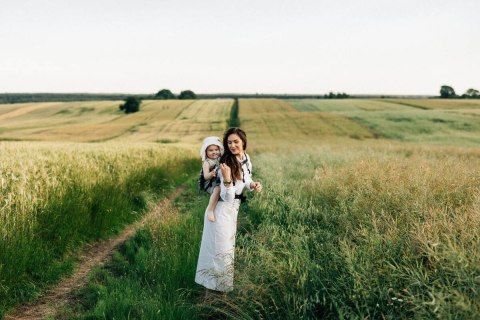 Nosidełko LennyPreschool z tkaniny żakardowej 100% len, rozmiar preschool - ARROW - WAVE