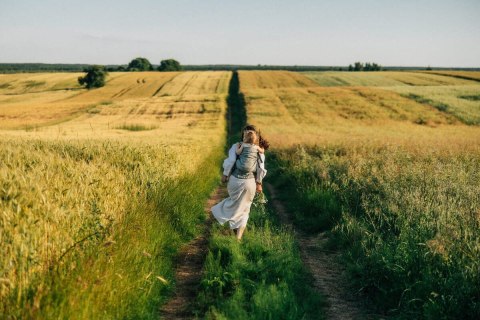 Nosidełko LennyPreschool z tkaniny żakardowej 100% len, rozmiar preschool - ARROW - WAVE