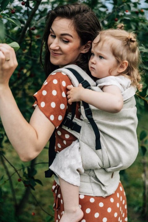 Nosidełko LennyPreschool z tkaniny żakardowej 100% len, rozmiar preschool - ARROW - WHISPER