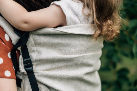 Nosidełko LennyPreschool z tkaniny żakardowej 100% len, rozmiar preschool - ARROW - WHISPER