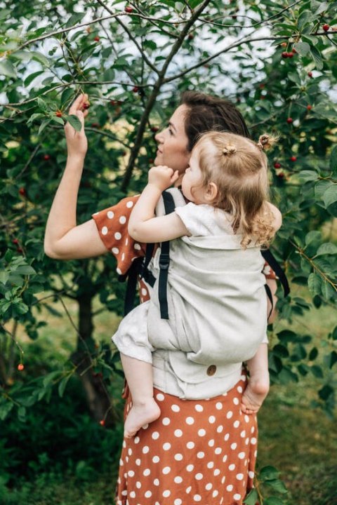 Nosidełko LennyPreschool z tkaniny żakardowej 100% len, rozmiar preschool - ARROW - WHISPER