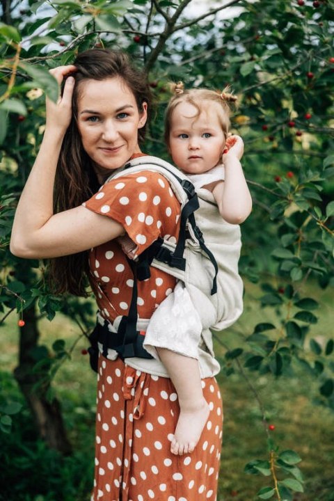 Nosidełko LennyPreschool z tkaniny żakardowej 100% len, rozmiar preschool - ARROW - WHISPER