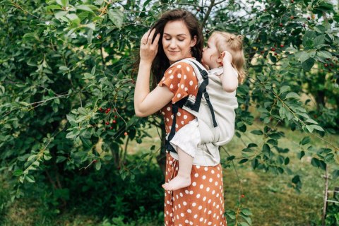 Nosidełko LennyPreschool z tkaniny żakardowej 100% len, rozmiar preschool - ARROW - WHISPER