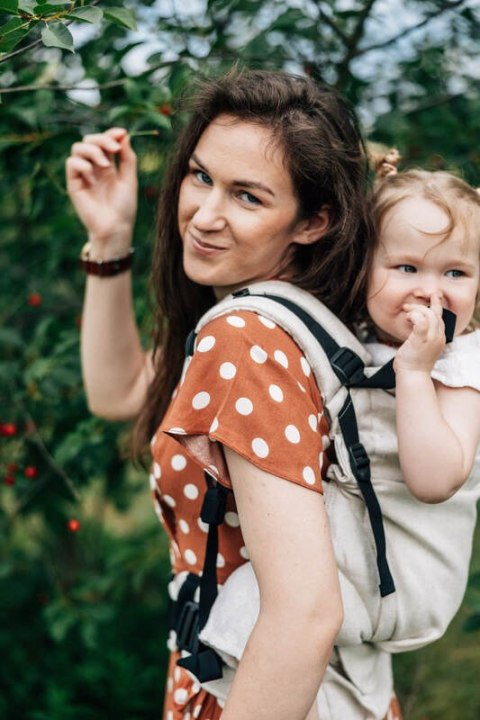 Nosidełko LennyPreschool z tkaniny żakardowej 100% len, rozmiar preschool - ARROW - WHISPER