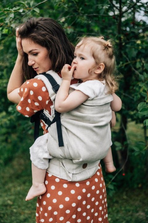 Nosidełko LennyPreschool z tkaniny żakardowej 100% len, rozmiar preschool - ARROW - WHISPER