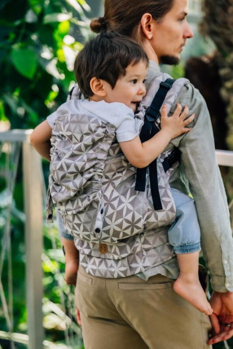 Nosidełko LennyPreschool z tkaniny żakardowej (55% bawełna, 45% TENCEL™ Lyocell), rozmiar preschool - HEXAFLOWERS - MIRROR