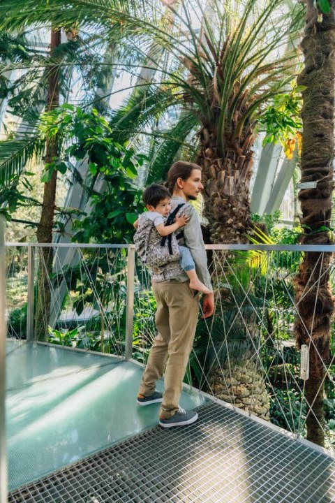 Nosidełko LennyPreschool z tkaniny żakardowej (55% bawełna, 45% TENCEL™ Lyocell), rozmiar preschool - HEXAFLOWERS - MIRROR