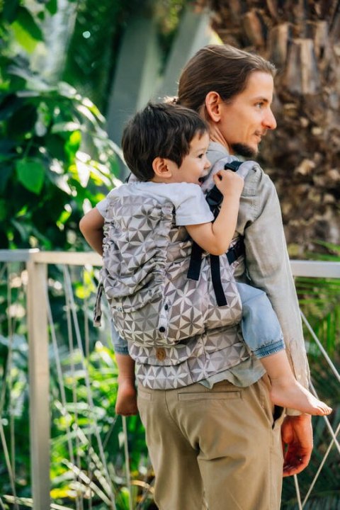 Nosidełko LennyPreschool z tkaniny żakardowej (55% bawełna, 45% TENCEL™ Lyocell), rozmiar preschool - HEXAFLOWERS - MIRROR