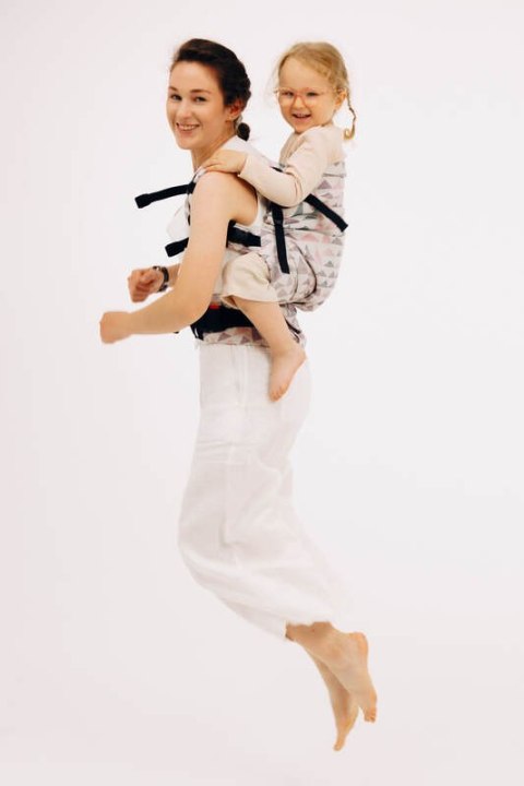 Nosidełko LennyPreschool z tkaniny żakardowej (61% bawełna, 39% wiskoza bambusowa), rozmiar preschool - EAGLE ROCKS - PEAK