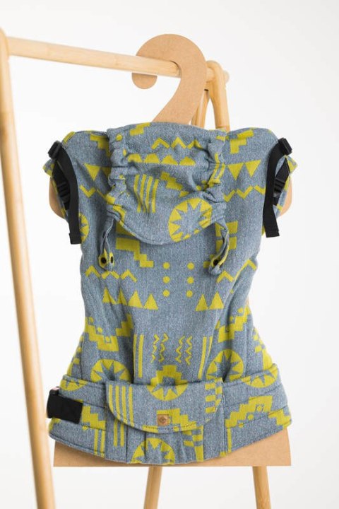 Nosidełko LennyPreschool z tkaniny żakardowej, rozmiar preschool (37% bawełna czesana, 28% wełna merino, 23% jedwab noil, 8% je