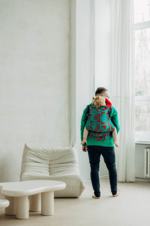 Nosidełko LennyPreschool z tkaniny żakardowej, rozmiar preschool (74% wełna merino, 26% bawełna czesana) - EKSPERYMENT nr 28