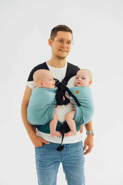 Nosidełko LennyTwin, splot jodełkowy, 100% bawełna , rozmiar standard - MAŁA JODEŁKA OMBRE ZIELEŃ