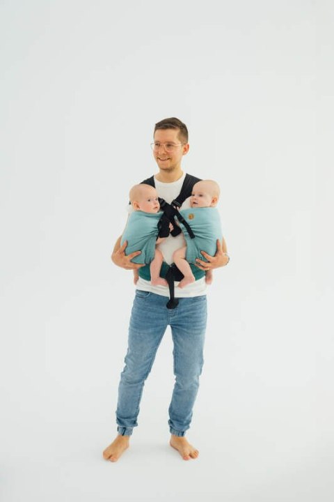 Nosidełko LennyTwin, splot jodełkowy, 100% bawełna , rozmiar standard - MAŁA JODEŁKA OMBRE ZIELEŃ