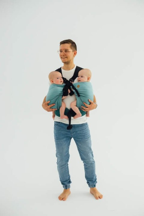 Nosidełko LennyTwin, splot jodełkowy, 100% bawełna , rozmiar standard - MAŁA JODEŁKA OMBRE ZIELEŃ