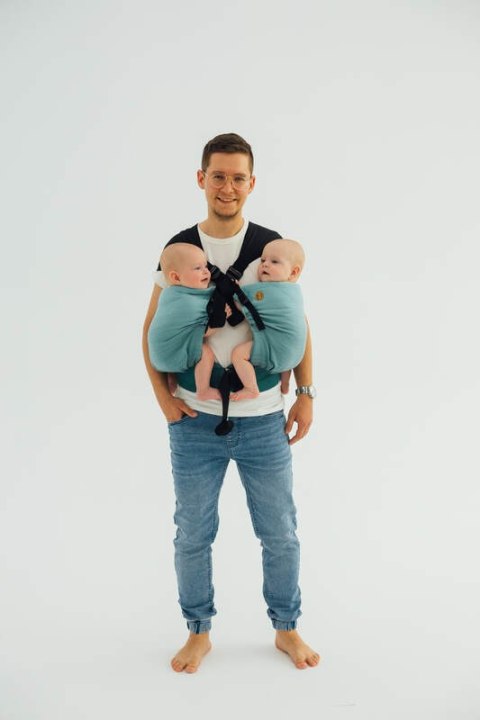 Nosidełko LennyTwin, splot jodełkowy, 100% bawełna , rozmiar standard - MAŁA JODEŁKA OMBRE ZIELEŃ