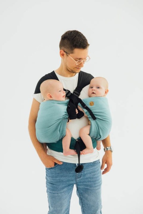 Nosidełko LennyTwin, splot jodełkowy, 100% bawełna , rozmiar standard - MAŁA JODEŁKA OMBRE ZIELEŃ