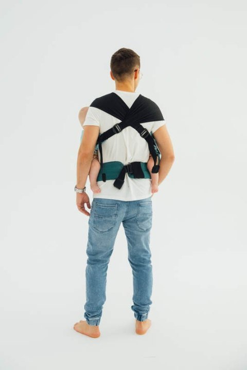 Nosidełko LennyTwin, splot jodełkowy, 100% bawełna , rozmiar standard - MAŁA JODEŁKA OMBRE ZIELEŃ