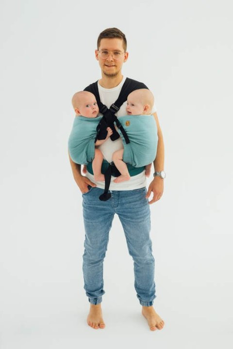 Nosidełko LennyTwin, splot jodełkowy, 100% bawełna , rozmiar standard - MAŁA JODEŁKA OMBRE ZIELEŃ