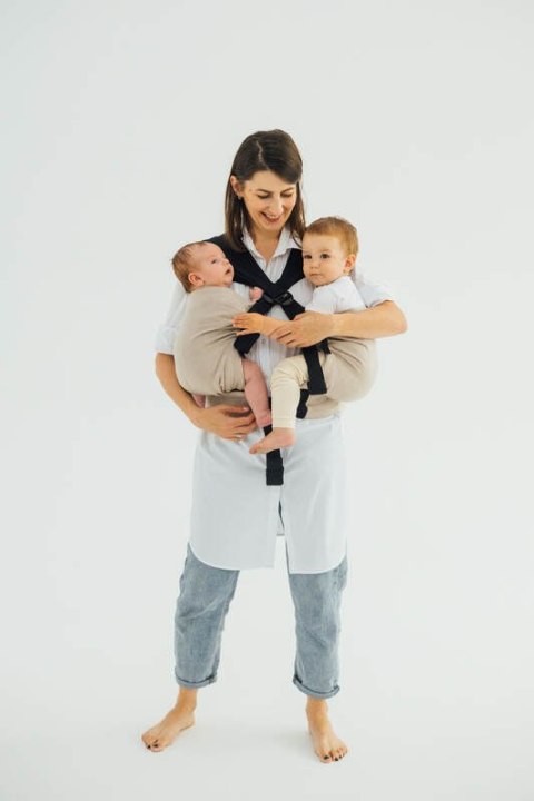 Nosidełko LennyTwin z tkaniny skośno-krzyżowej 100% bawełna, rozmiar standard - PEANUT BUTTER