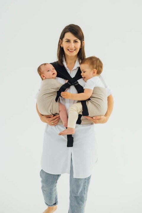 Nosidełko LennyTwin z tkaniny skośno-krzyżowej 100% bawełna, rozmiar standard - PEANUT BUTTER