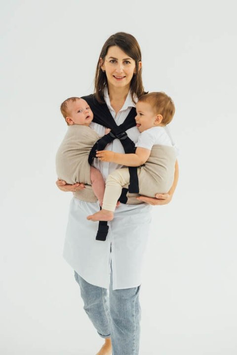 Nosidełko LennyTwin z tkaniny skośno-krzyżowej 100% bawełna, rozmiar standard - PEANUT BUTTER