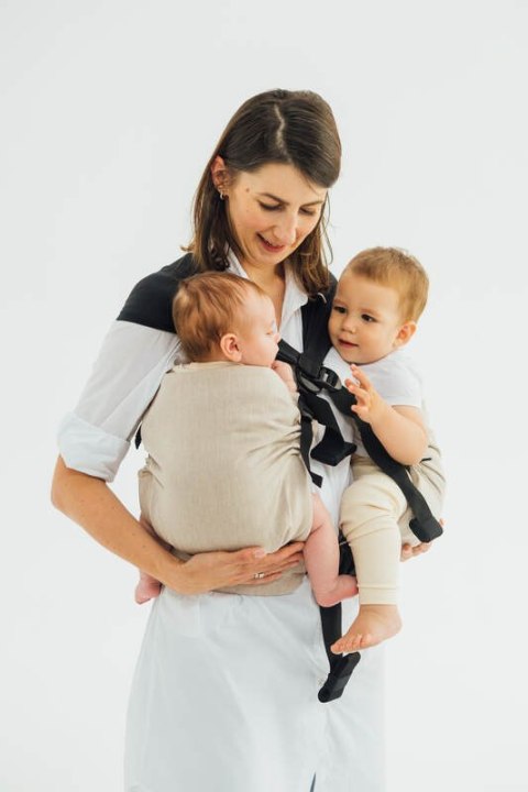 Nosidełko LennyTwin z tkaniny skośno-krzyżowej 100% bawełna, rozmiar standard - PEANUT BUTTER